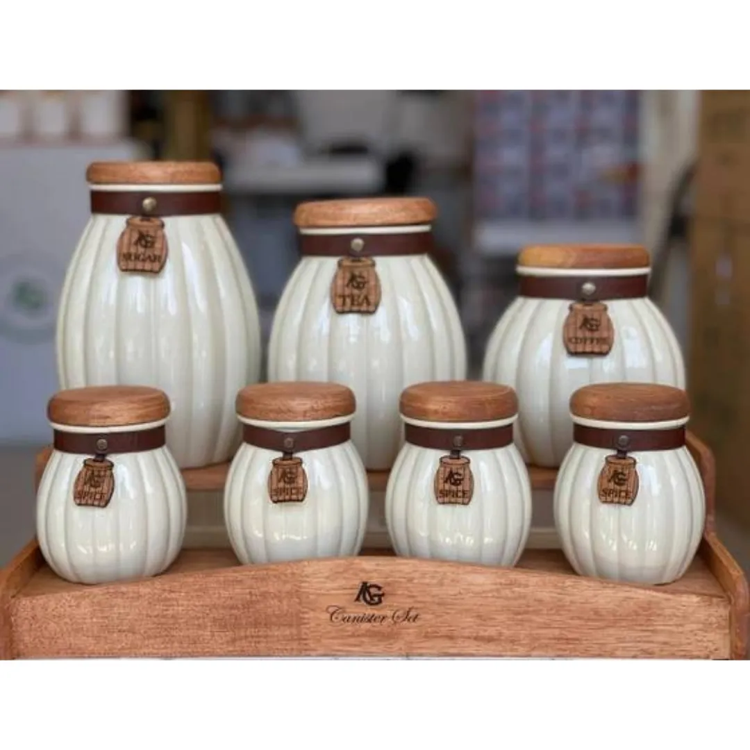 ست پاسماوری Avin Glass آوین گلس 7 پارچه درب چوب کد AG-8017